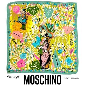 Vintage Y2K MOSCHINO “Olive Oyl” Silk Scarf | Collectible Made in Italy